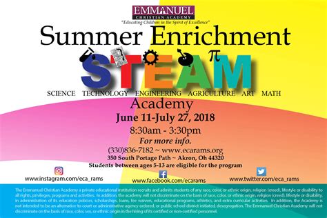 Summer Enrichment S.T.E.A.M. Academy - Emmanuel Christian ...