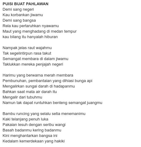 Kumpulan Puisi Pahlawan Untuk Mengenang Jasa Pejuang Nusantara