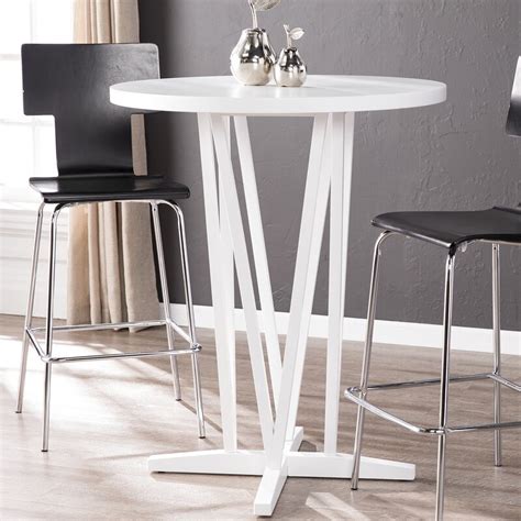 Small Contemporary Dining Table For Two Bar Height With White Finish