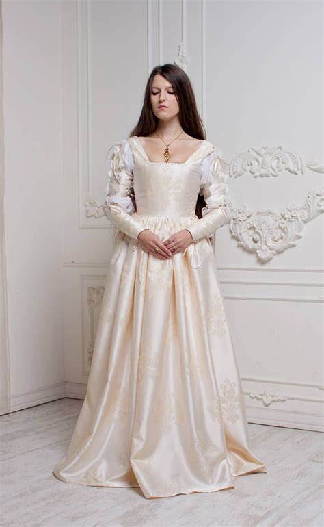 Renaissance Wedding Dress Ivory 15th Century Italian Gown Etsy