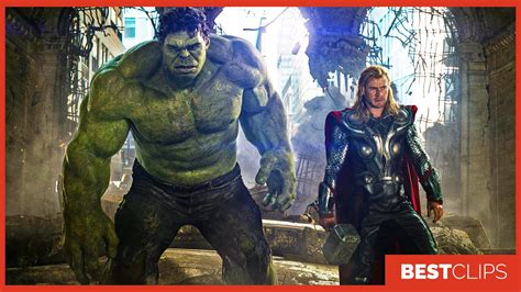 Hulk Punches Thor Avengers Vs Chitauri Army Final Battle Scene