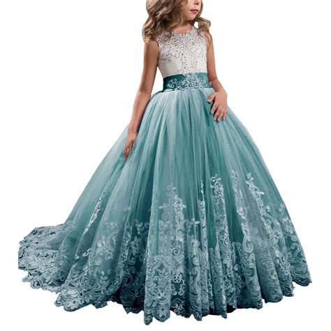 Buy Princess Lilac Long Girls Pageant Dresses Kids Prom Puffy Tulle