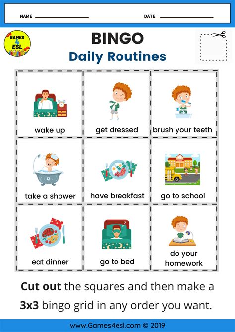 daily routine worksheets gamesesl