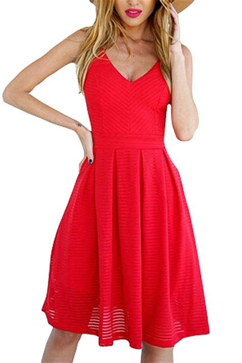 Discover the latest womens trends all in one place. Red Spaghetti Strap Cutout Back A-Line Midi Dress ...