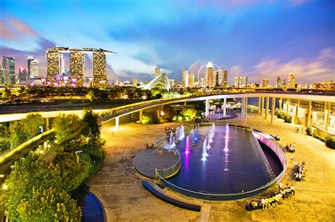 Fonds Decran Singapour Soir Fontaine Marina Bay Sands Villes