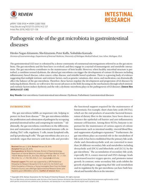Pdf Pathogenic Role Of The Gut Microbiota In Gastrointestinal Diseases