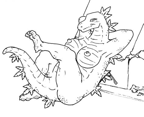 Rule 34 Anthro Breasts Female Godzilla Godzilla Series Monochrome