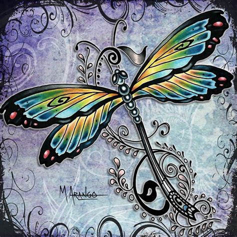 Blue Dragonfly M Arango Art Dragonfly Painting Dragonfly Artwork