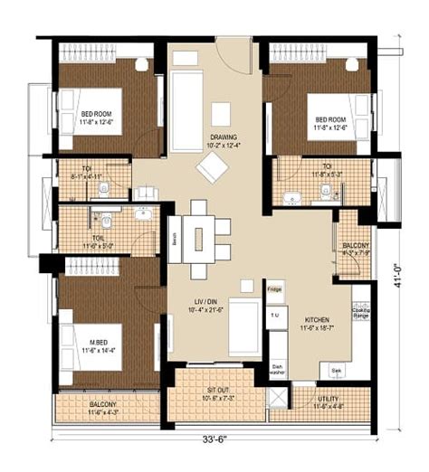 1 Bhk 2 Bhk 3 Bhk And 4 Bhk Apartment House Plan Cad