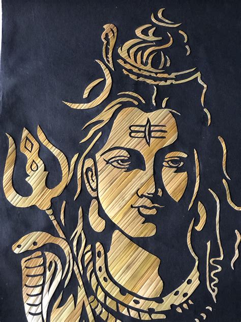 Lord Shiva Wall Art Handmade Home Decor Nepalese Handcrafted Wheat Straw Goddess Shiva With