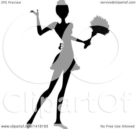 Clipart Of A Black Silhouetted Female Maid With Her Hair In A Bun