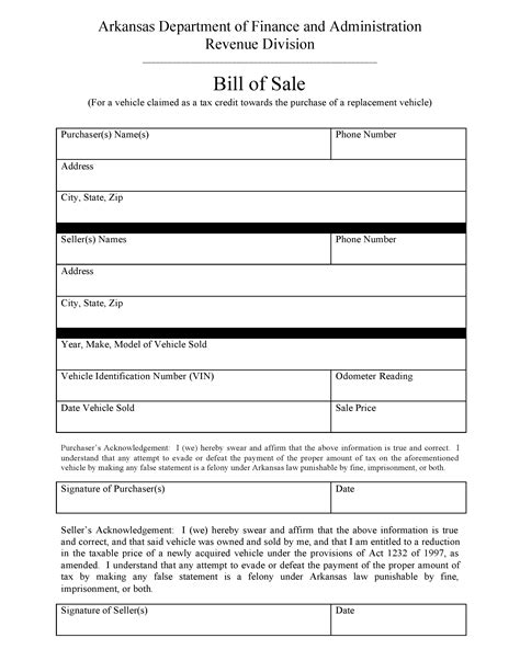 Free Motor Vehicle Dmv Bill Of Sale Form Word Pdf Eforms Standard