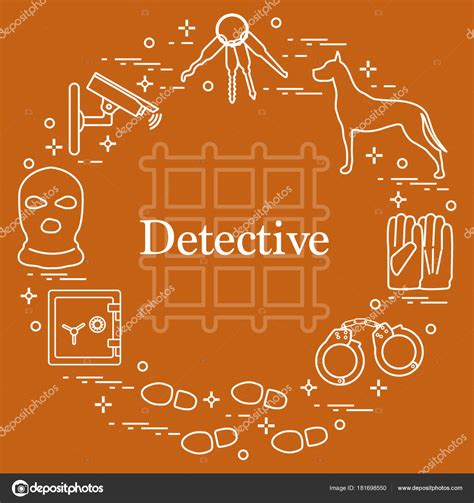 Criminal and detective elements. Crime, law and justice vector i Stock