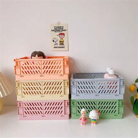 Aesthetic Collapsible Crate Crate Storage Crates Pastel Room