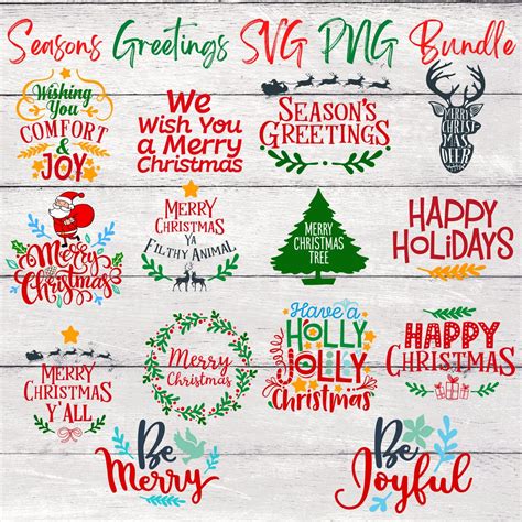 Seasons Greetings Svg Bundle Merry Christmas Svg Christmas Etsy
