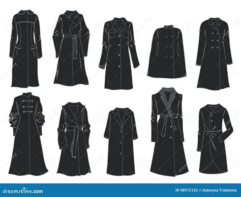 Silhouettes Of Women`s Coats Stock Vector Illustration Of Collection Industry 98972122