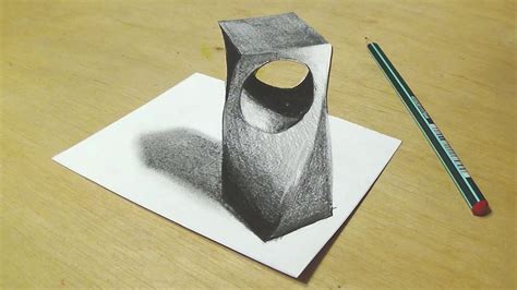 Drawing 3d Holey Object Trick Art With Graphite Pencils Cool