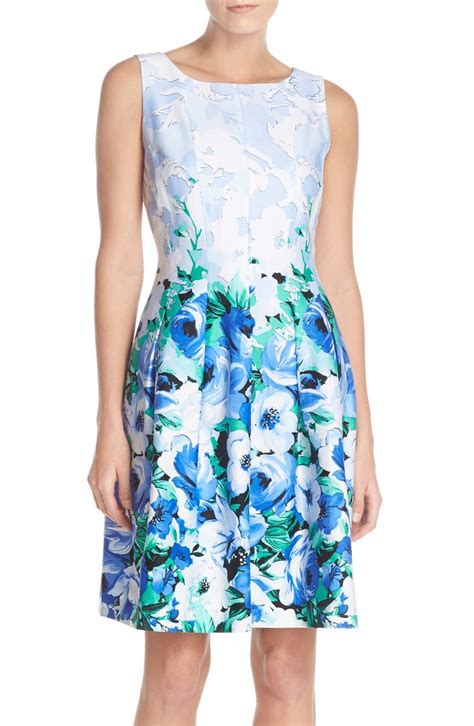 Chetta B Floral Print Sateen Fit And Flare Dress Nordstrom
