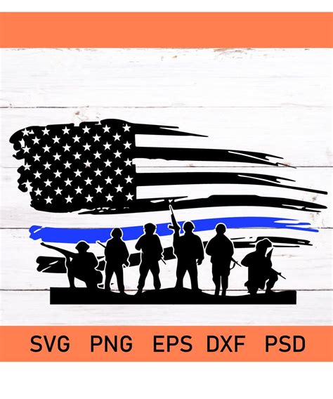 Police Blue Line Flag Svg