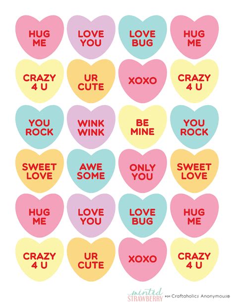 Candy Heart Printablepdf Valentine Stickers Heart Candy Heart