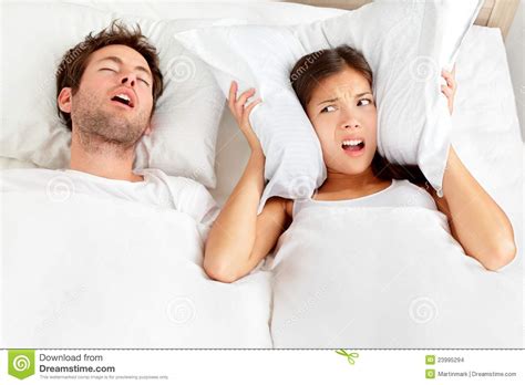 Snoring Man Couple In Bed Stock Photo Image Of Insomnia Home 23995294