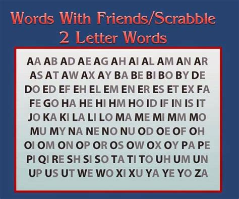 Minch In A Pinch Words With Friends Or Scrabble 2 Letter Word List