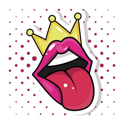 Pop Art Vector Speaking Red Lips Sexy Woman S Half Open Mouth Licking