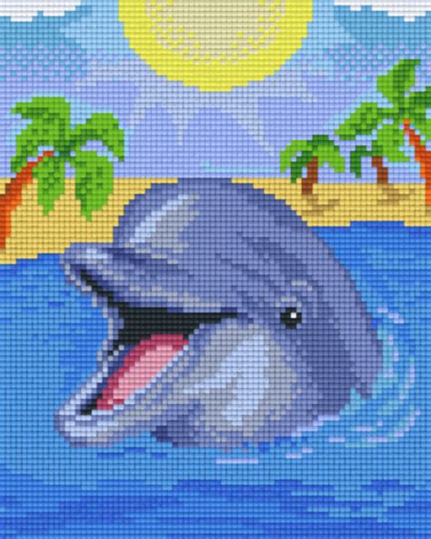 Dolphin Four 4 Baseplate Pixelhobby Mini Mosaic Art Kit Four