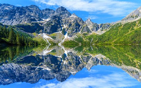 The Mountains Are Reflected In The Still Water
