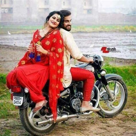 Cute Punjabi Couple On Bullet Indian Wedding Couple Photography