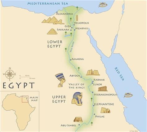 The Ancient Egypt Map With Its Major Cities