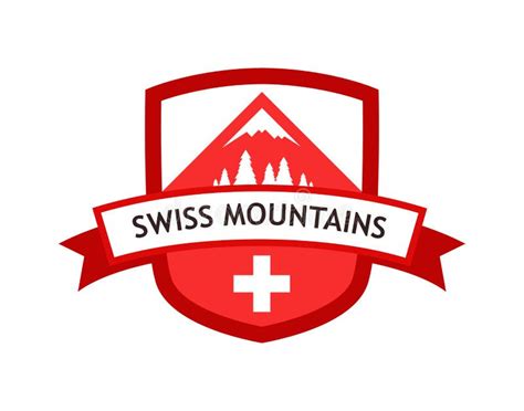 Vector Red Logo Of Swiss Mountains Stock Vector Illustration Of