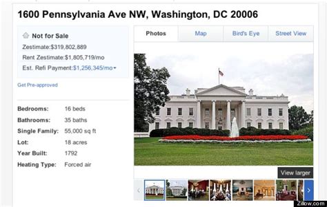 White house, the office and residence of the president of the united states at 1600 pennsylvania avenue n.w. White House Would Cost $319,802,889, According to Zillow ...