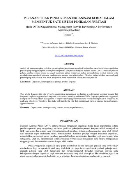 Inilah yang menjadi cabaran besar bagi jmb nilai santalia. (PDF) PERANAN PIHAK PENGURUSAN ORGANISASI KERJA DALAM ...