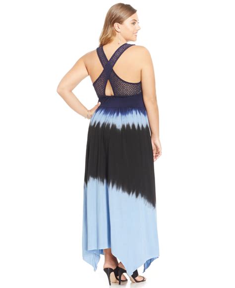 Jessica Simpson Plus Size Cross Back Tie Dye Maxi Dress In Blue Lyst