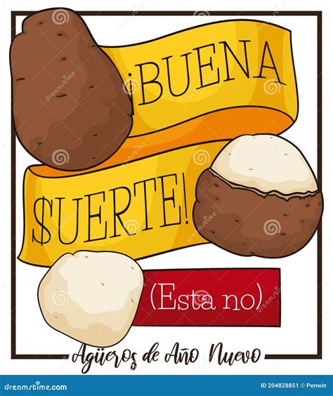 Potatoes with Ribbon for Colombian New Year Traditional Omen, Vector