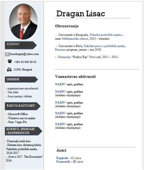 Cv Na Engleskom Primeri