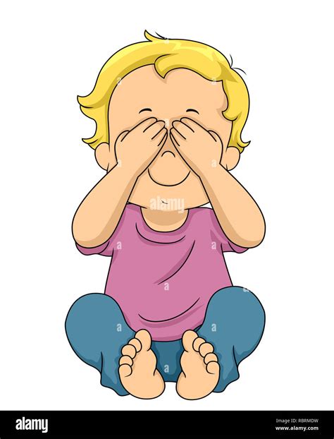 Illustration Of A Kid Boy Toddler Covering His Eyes Playing Peekaboo Or