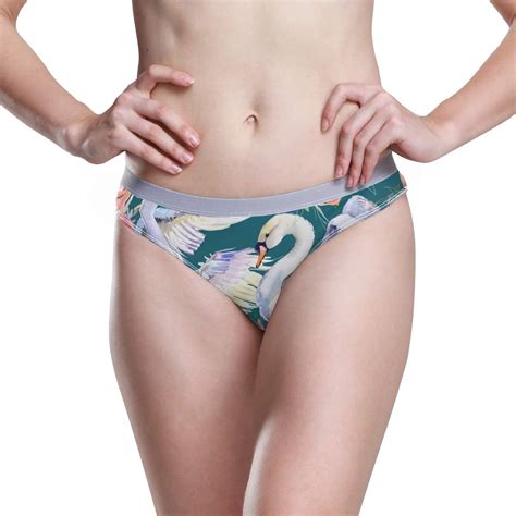 Damen Unterwäsche Bikini Aquarell Schwan Rose Blumenmuster 3d Druck Sexy Niedrige Taille Höschen