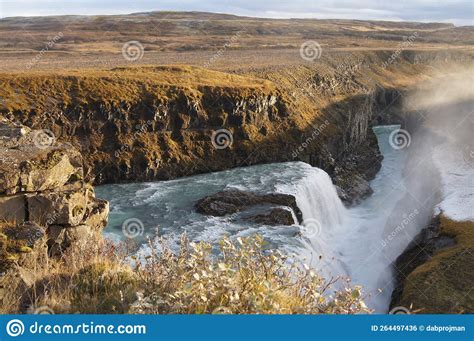 Gullfoss Waterfall The Golden Falls On The Hvita River Iceland Stock