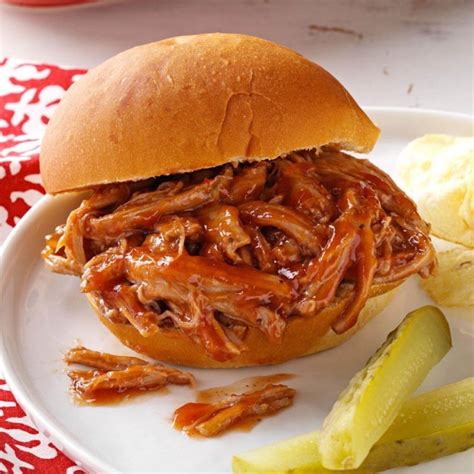 Slow Cooker Barbeque Pulled Pork Sandwiches Recipe Taste Of Home
