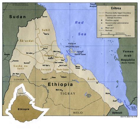 Eritrea is a country in africa, bounded on the east by the red sea, on the southeast by djibouti, on the south and west by ethiopia, and formerly under italian and british control, eritrea was taken over by ethiopia in 1952, provoking a long war of liberation that culminated in eritrean. Eritrea Maps - Perry-Castañeda Map Collection - UT Library Online