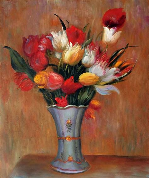 Tulips Pierre Auguste Renoir Oil Reproduction At