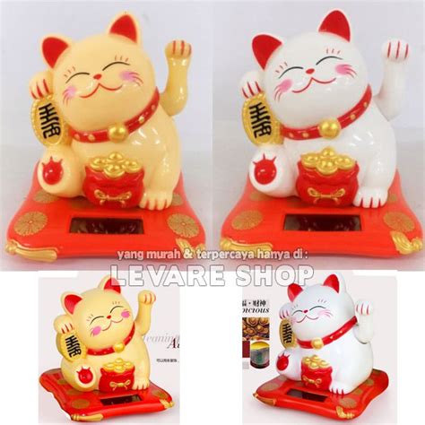 Jual Boneka Solar Pajangan Patung Maneki Neko Lucky Cat Kucing Hoki