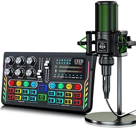 Podcast Microphone Live Sound Card Kit Y10 Studio Condenser Mic And P2