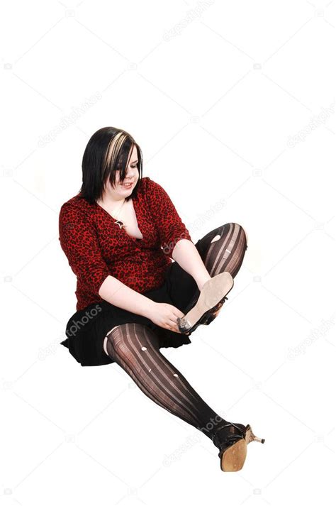 Girl With Torn Up Pantyhose Stock Photo Sucher