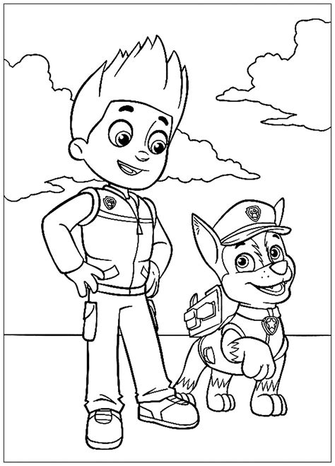 Simple Coloriage De Pat Patrouille Pour Enfants Chase Avec Ryder A