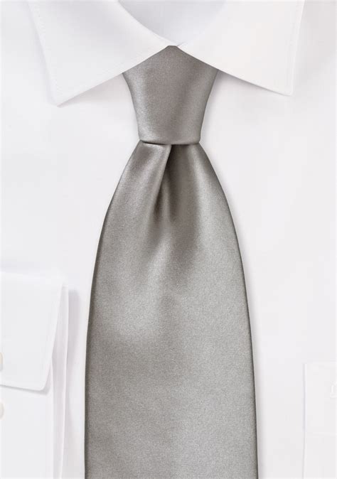 Mercury Silver Mens Tie Solid Satin Necktie In Mercury Bows N