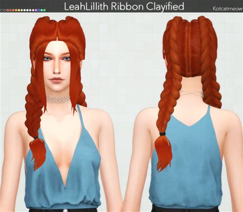 Kot Cat Leahlillith`s Ribbon Hair Clayified Sims 4 Hairs