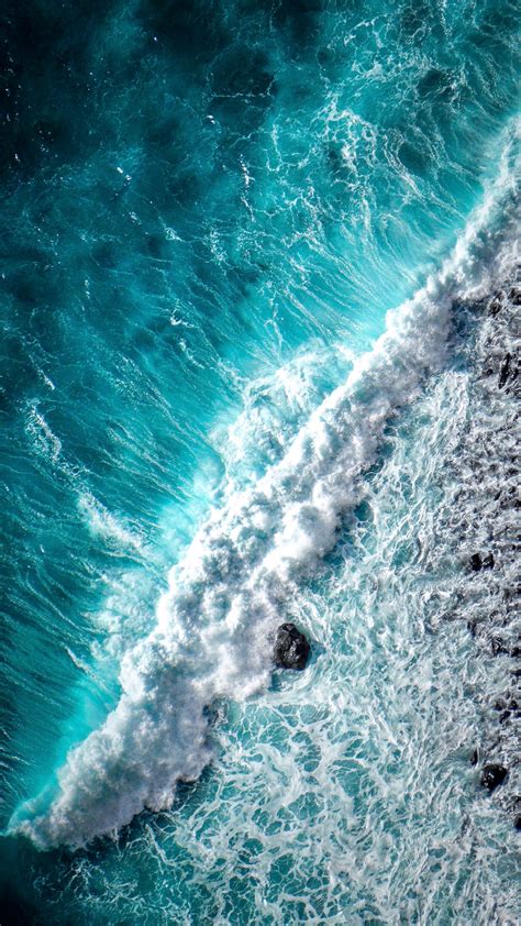 Download Wallpaper 2160x3840 Ocean Wave Foam Surf Aerial View